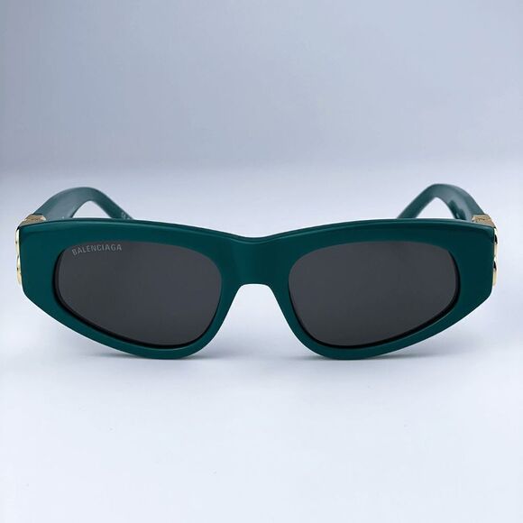 SALE! NEW Balenciaga BB0095S 005 Green Gold Logo Grey Cat Eye Women Sunglasses main image 4